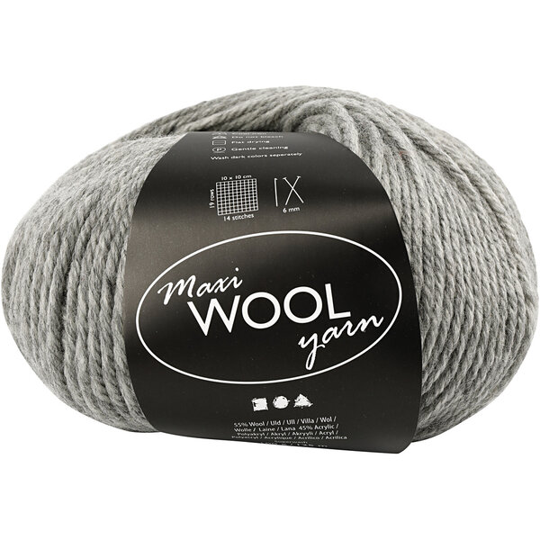 Creativ Company Wolgaren, L: 125 M, grijs mix, 100 gr/ 1 bol