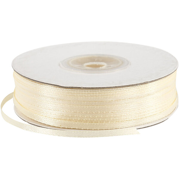 Creativ Company Satijnlint, B: 3 mm, off-white, 100 m/ 1 rol