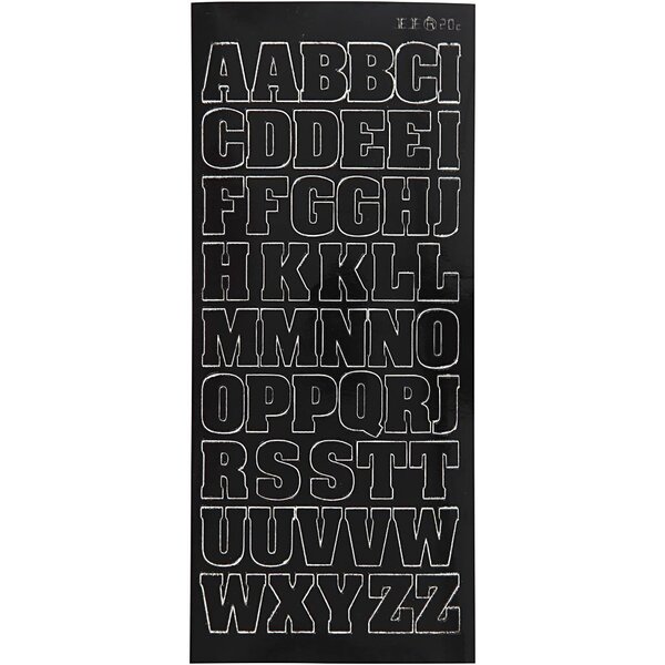 Creativ Company Stickers, grote hoofdletters, vel 10x23 cm, zwart, 1 vel