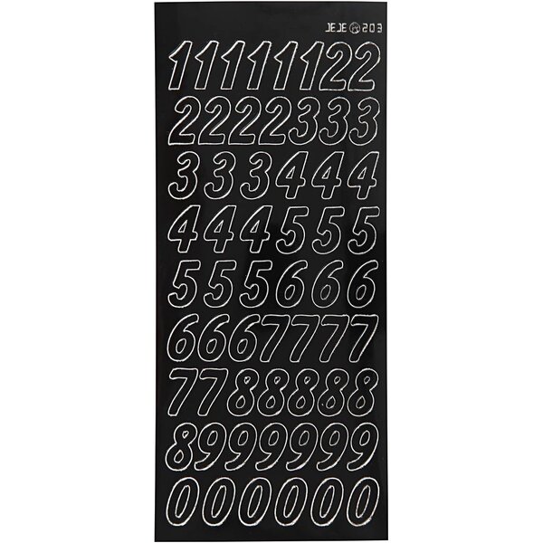 Creativ Company Stickers, grote cijfers, vel 10x23 cm, zwart, 1 vel