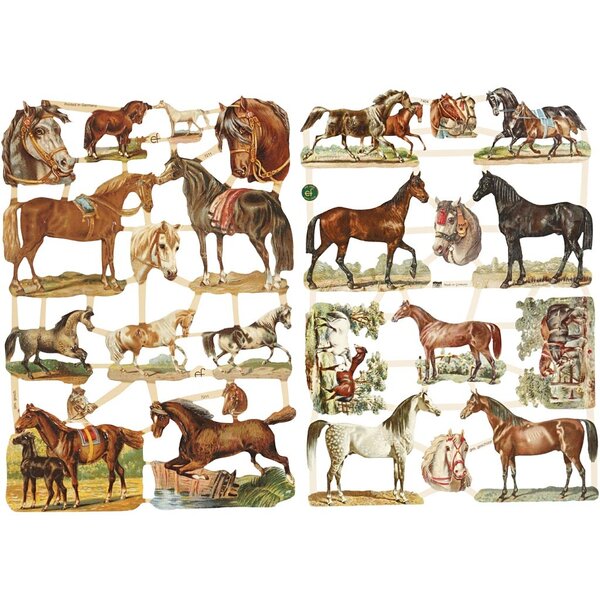 Creativ Company Vintage plaatjes, paarden, vel 16,5x23,5 cm, 2 vel/ 1 doos
