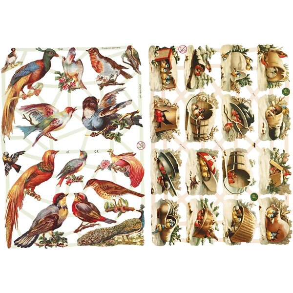 Creativ Company Vintage plaatjes, vogels, vel 16,5x23,5 cm, 2 vel/ 1 doos