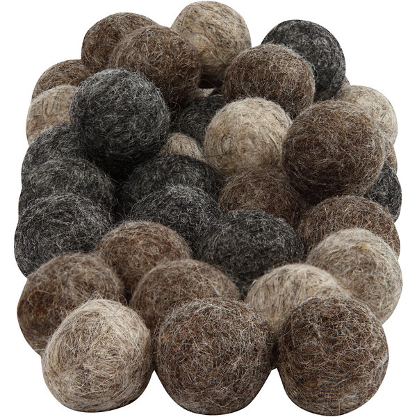 Creativ Company Wol kralen, d 20 mm, naturel, 64 stuk/ 1 doos