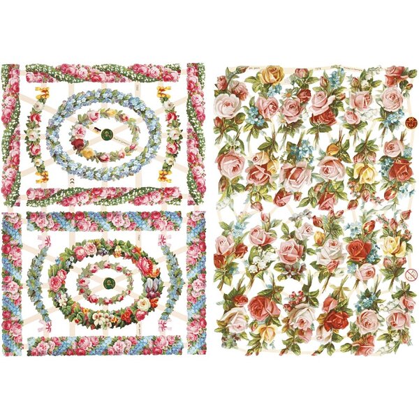 Creativ Company Vintage plaatjes, kleine bloemen, vel 16,5x23,5 cm, 2 vel/ 1 doos