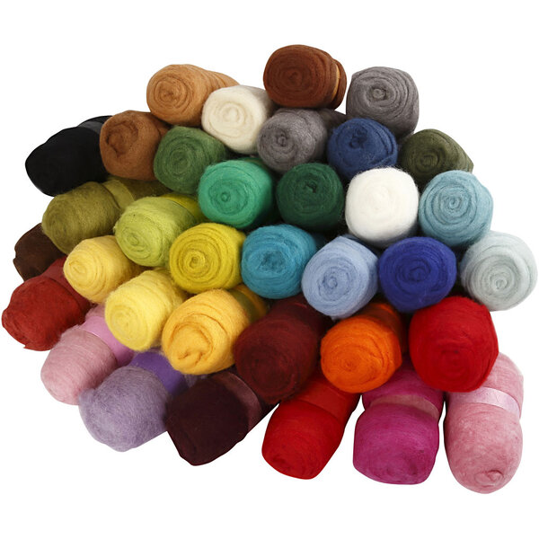 Creativ Company Gekaarde Wol, diverse kleuren, 35x100 gr/ 1 doos