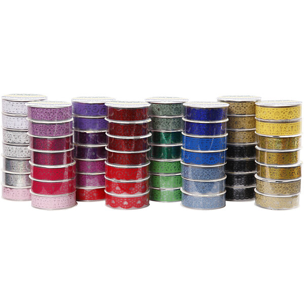 Creativ Company Lace tape set, B: 15 mm, diverse kleuren, 56x3 m/ 1 doos