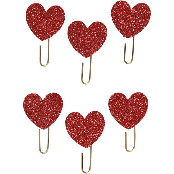 Vivi Gade Paperclips, hart, d 30 mm, rood glitter, 6 stuk/ 1 doos
