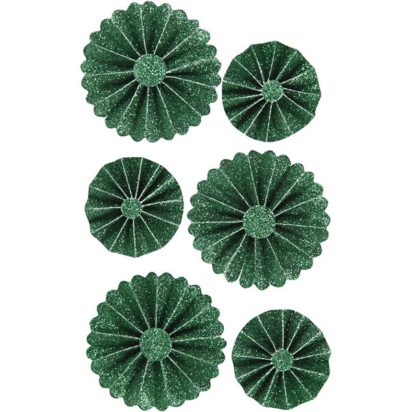 Vivi Gade Rosettes, d 35+50 mm, groen glitter, 6 stuk/ 1 doos