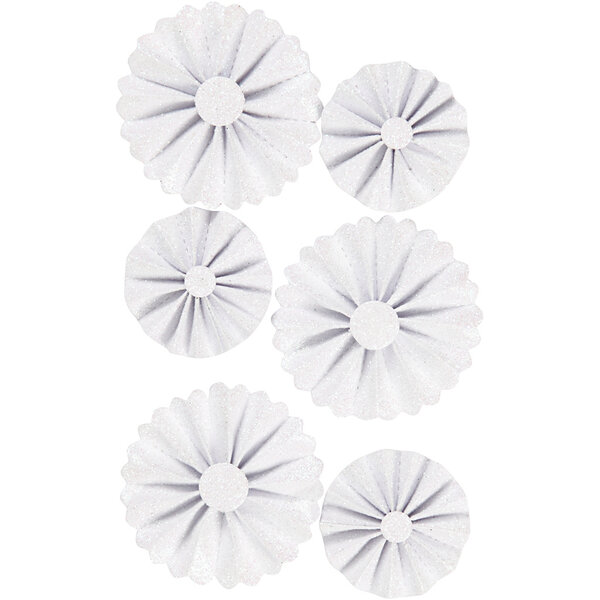 Vivi Gade Rosettes, d 35+50 mm, wit glitter, 6 stuk/ 1 doos