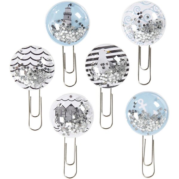 Vivi Gade Shaker clips, L: 49 mm, d 25 mm, zwart, blauw, grijs, wit, 6 stuk/ 1 doos