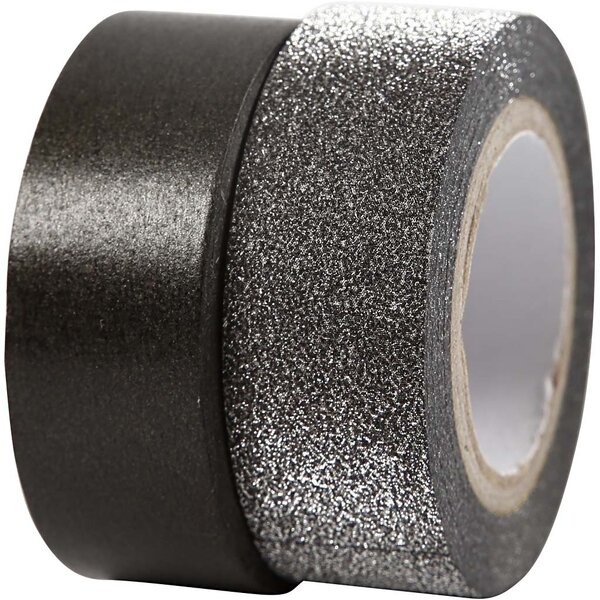 Vivi Gade Masking tape, B: 15 mm, zwart, 2 rol/ 1 doos