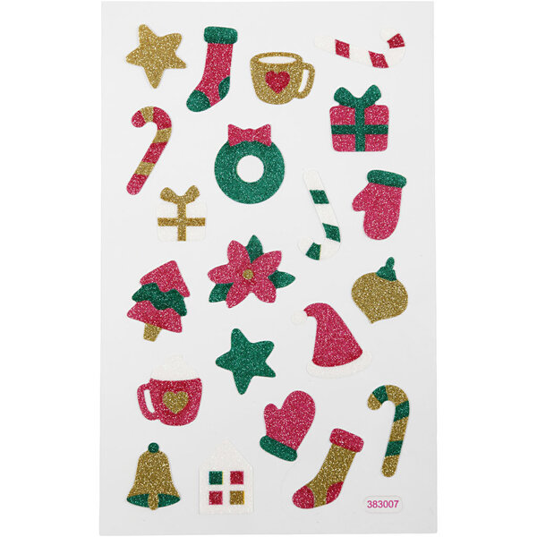 Creativ Company Glitter stickers, Kerst, vel 10x16 cm, 1 vel