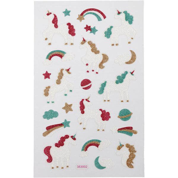 Creativ Company Glitter stickers, unicorn, vel 10x16 cm, 1 vel