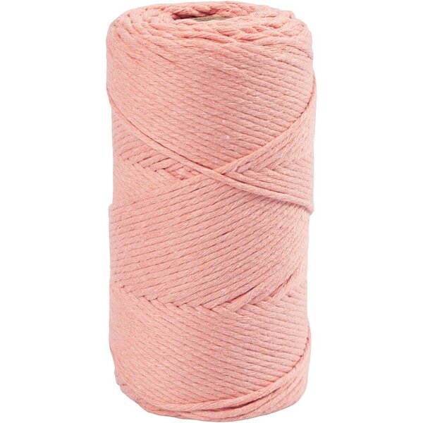 Creativ Company Macramé Koord, L: 198 M, d 2 mm, roze, 330 gr/ 1 rol