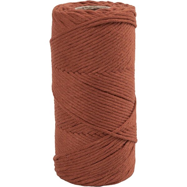 Creativ Company Macramé Koord, L: 198 M, d 2 mm, burnt orange, 330 gr/ 1 rol