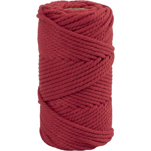 Creativ Company Macramé koord, L: 55 M, d 4 mm, rood, 330 gr/ 1 rol