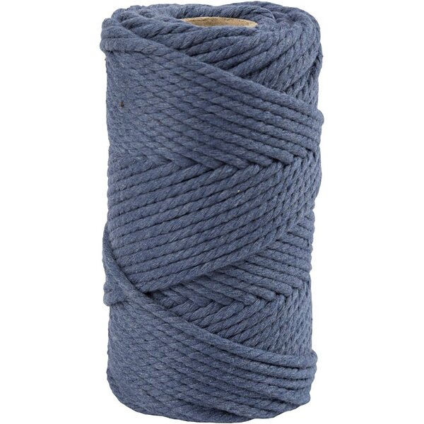 Creativ Company Macramé koord, L: 55 M, d 4 mm, blauw, 330 gr/ 1 rol