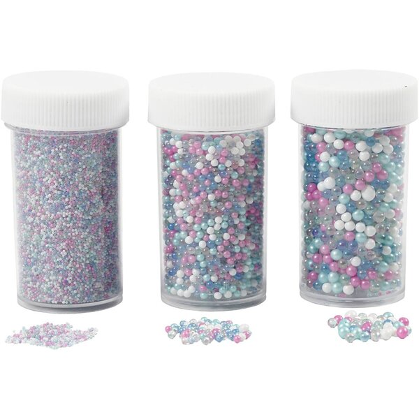 Creativ Company Mini Stenen van Glas, afm 0,6-0,8+1,5-2+3 mm, pastelkleuren, 3x45 gr/ 1 doos