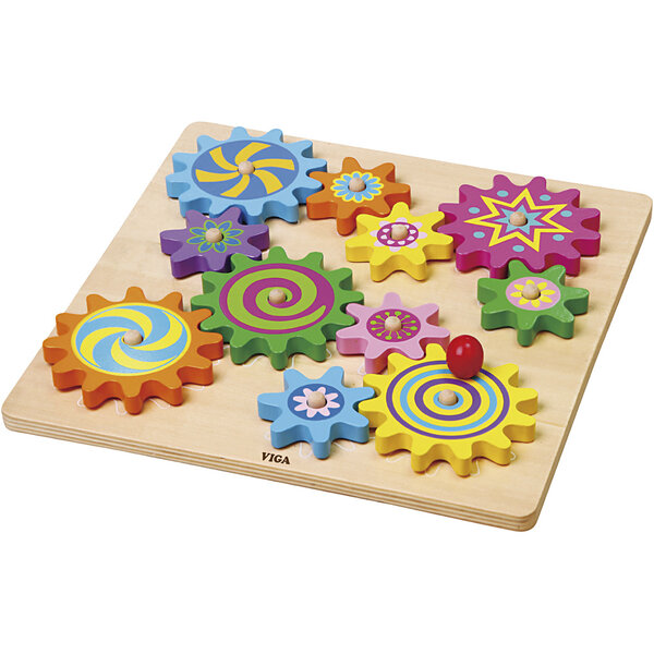 VIGA VIGA houten tandwielen activiteit speelgoed, afm 30x30 cm, 1 stuk