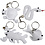 Creativ Company Figuren van textiel met sleutelhanger, afm 4-8 cm, wit, 4 stuk/ 1 doos