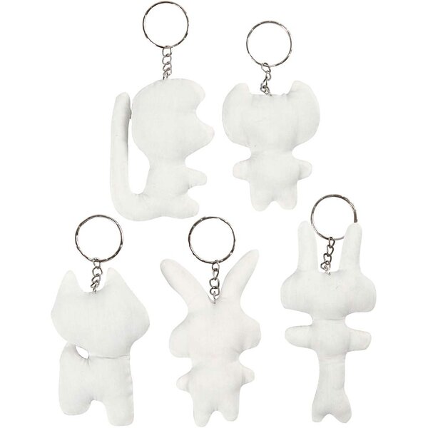 Creativ Company Figuren van textiel met sleutelhanger, H: 6-10 cm, 5 stuk/ 1 doos