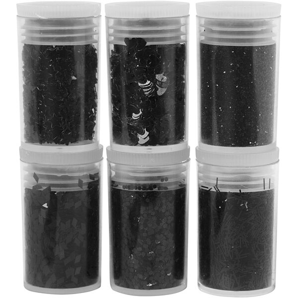 Creativ Company Glitter en Pailletten, zwart, 6x5 gr/ 1 doos