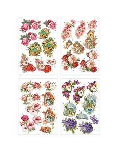 Creativ Company 3D vellen, bloemen en vogels, vel 21x30 cm, 4 vel/ 1 doos