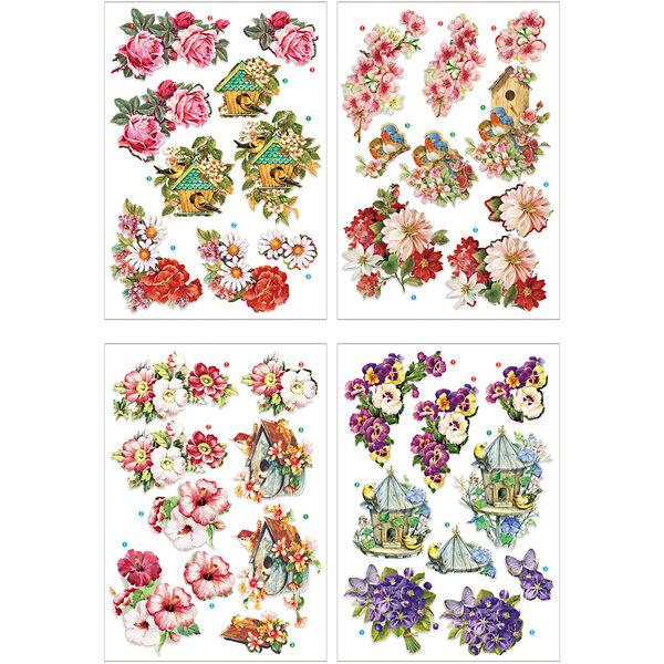 Creativ Company 3D vellen, bloemen en vogels, vel 21x30 cm, 4 vel/ 1 doos