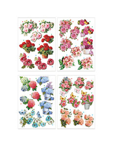 Creativ Company 3D vellen, bloemen, vel 21x30 cm, 4 vel/ 1 doos