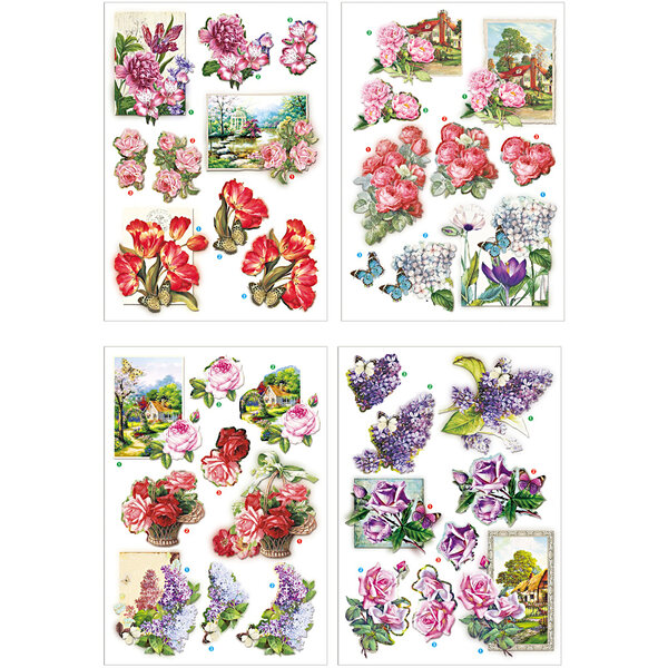 Creativ Company 3D vellen, bloemen en vlinders, vel 21x30 cm, 4 vel/ 1 doos