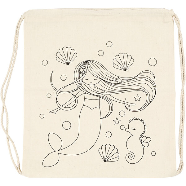 Creativ Company Rugzak, zeemeermin, afm 37x41 cm, 110 gr, licht naturel, 1 stuk