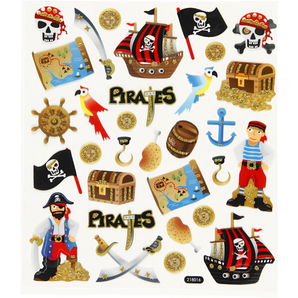 Creativ Company Stickers, piraten, vel 15x16,5 cm, 1 vel
