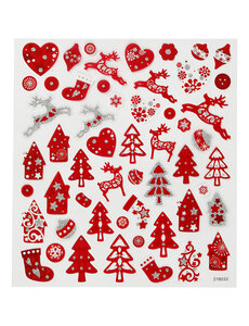 Creativ Company Stickers, rode en witte kerst, vel 15x16,5 cm, 1 vel