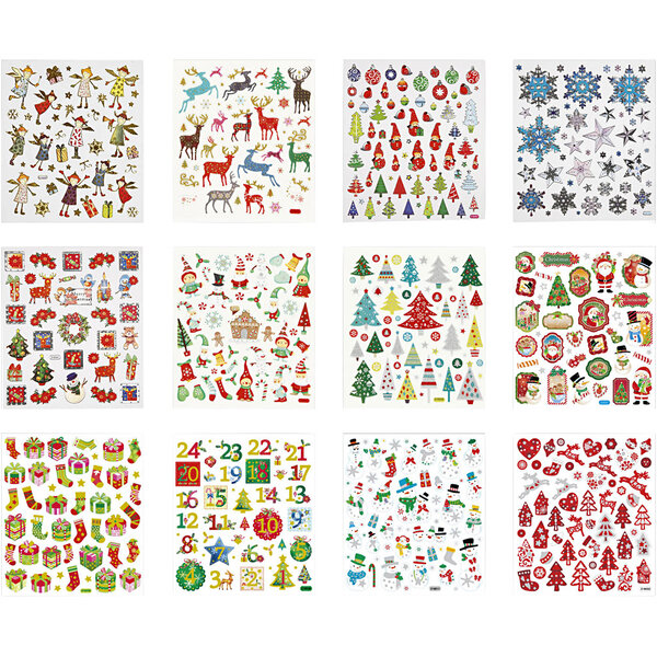 Creativ Company Stickerboek, kerstmis, vel 15x16,5 cm, ca. 584 stuk, 12 vel/ 1 doos