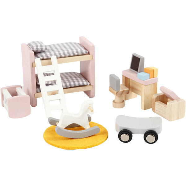 VIGA VIGA Meubilair voor poppenhuis, de kinderkamer, afm 2x2x7,5 cm, 8 onderdelen/ 1 set