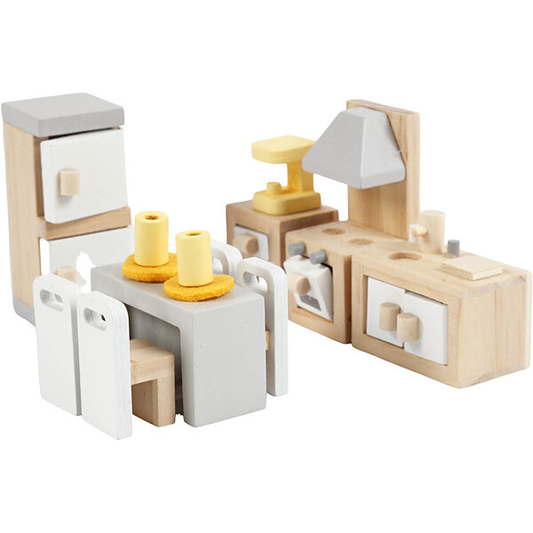 VIGA VIGA Meubilair voor poppenhuis, keuken, afm 2x2x7,5 cm, 9 onderdelen/ 1 set