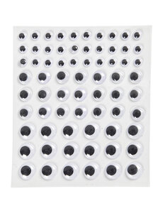 Creativ Company Wiebelogen, zelfklevend, d 8+12+14 mm, wit, 69 stuk, 1 vel