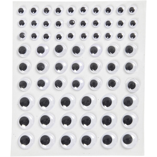 Creativ Company Wiebelogen, zelfklevend, d 8+12+14 mm, wit, 69 stuk, 1 vel