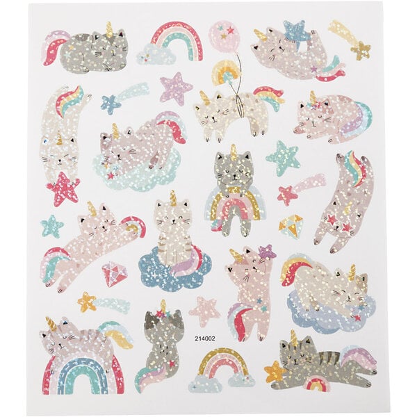 Creativ Company Stickers, unicorn katten, vel 15x16,5 cm, 1 vel