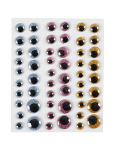 Creativ Company Wiebelogen, d 8+10+12+15 mm, lichtblauw, goud, lichtrood, 54 stuk/ 1 vel