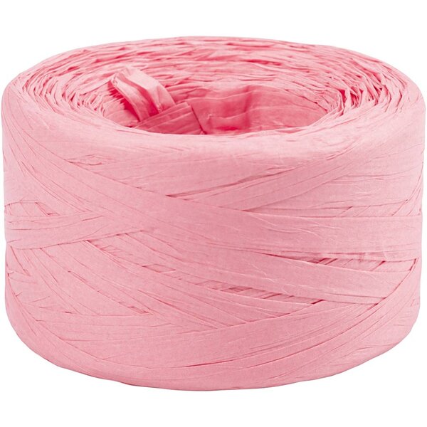 Creativ Company Papier Raffia Garen, B: 7-8 mm, lichtroze, 100 m/ 1 rol