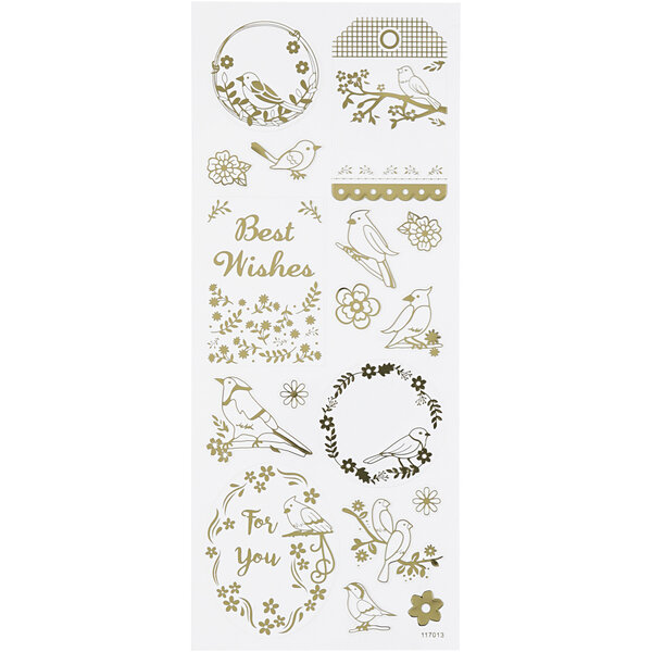 Creativ Company Stickers, vogels, vel 10x24 cm, ca. 17 stuk, goud, 1 vel