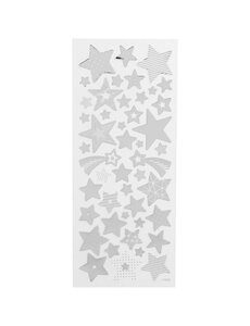 Creativ Company Stickers, sterren, vel 10x24 cm, zilver, 1 vel