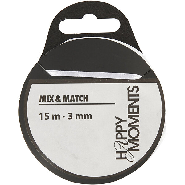 Creativ Company Satijnlint, B: 3 mm, wit, 15 m/ 1 rol