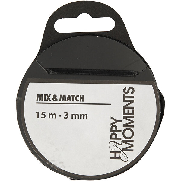 Creativ Company Satijnlint, B: 3 mm, zwart, 15 m/ 1 rol