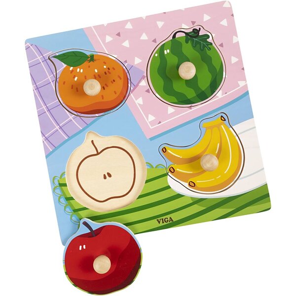 VIGA VIGA houten knoppuzzels, fruit, afm 22x22 cm, 4 delen, 1 stuk