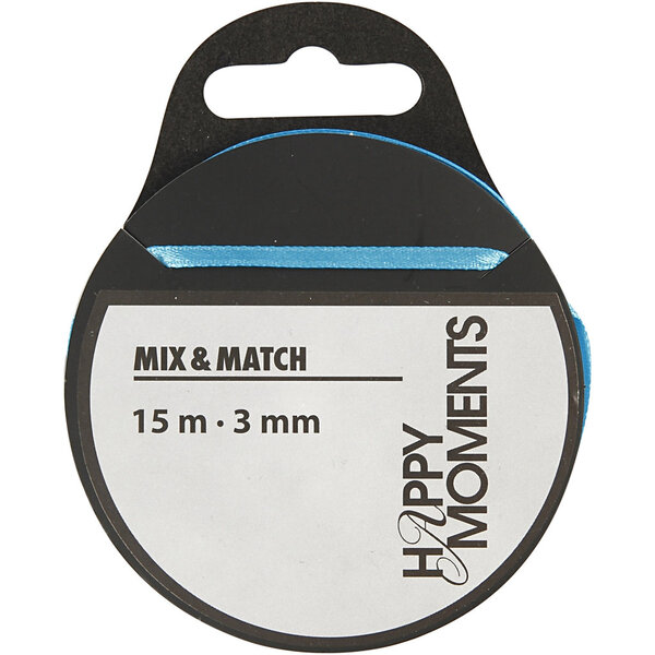 Creativ Company Satijnlint, B: 3 mm, lichtblauw, 15 m/ 1 rol