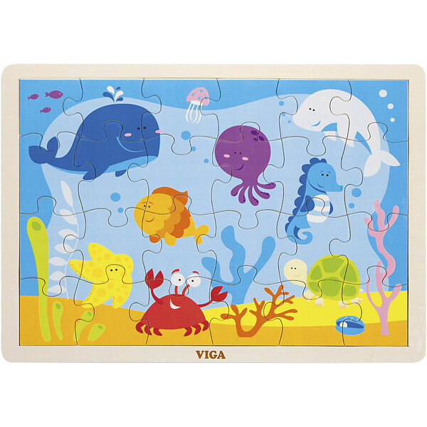 VIGA VIGA Houten Legpuzzels, zeedieren, afm 30x22,5 cm, 24 delen, 1 stuk