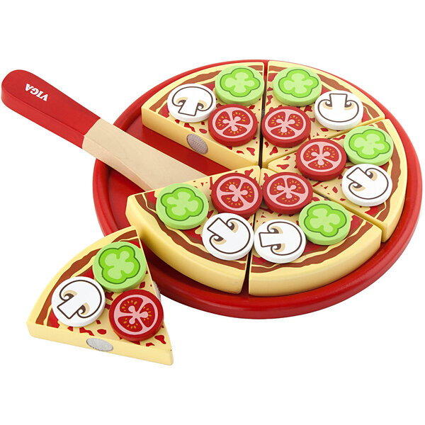 VIGA VIGA houten speelpizza, afm 23x3,5 cm, 1 stuk
