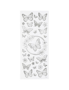 Creativ Company Stickers, vlinders, vel 10x24 cm, zilver, 1 vel
